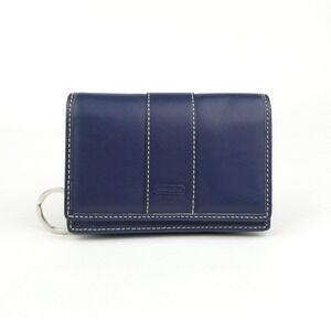 Coach Navy Leatherware Small Bifold Keychain Wallet